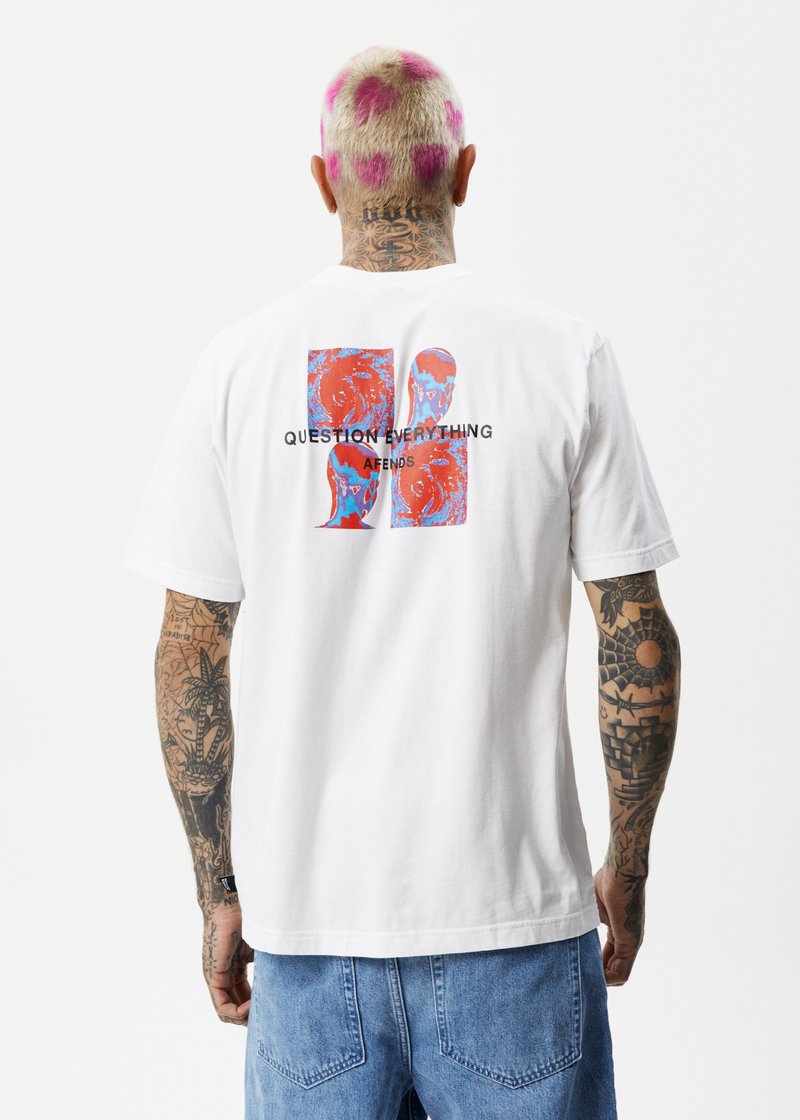 Afends Mens Worldstar - Recycled Retro T-Shirt - White