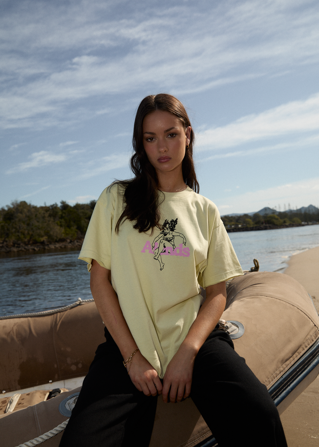 AFENDS Womens No Fury - Oversized Tee - Lemongrass - Sustainable Clothing - Streetwear