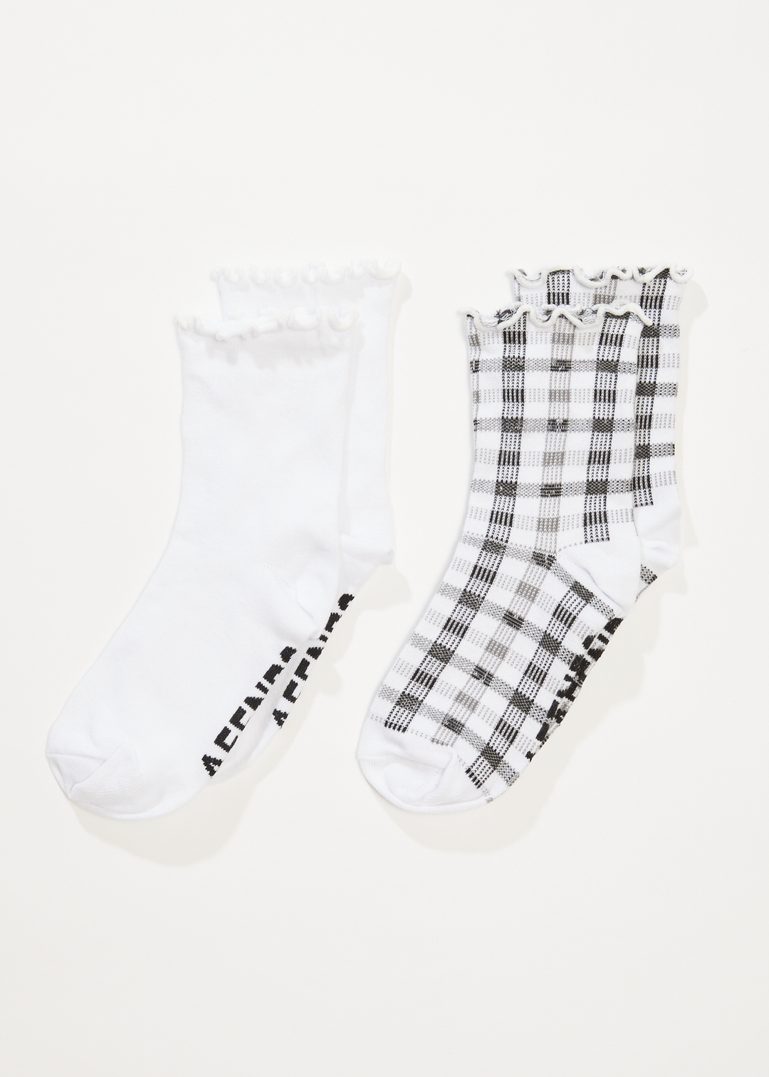 AFENDS Womens Leo - Socks Two Pack - White / Black - Sustainable Clothing - Streetwear