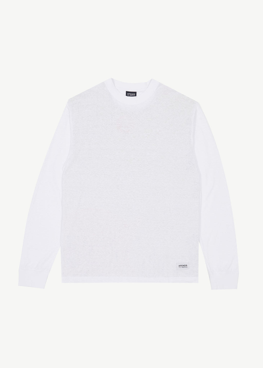 AFENDS Mens Essential - Hemp Long Sleeve T-Shirt - White - Sustainable Clothing - Streetwear