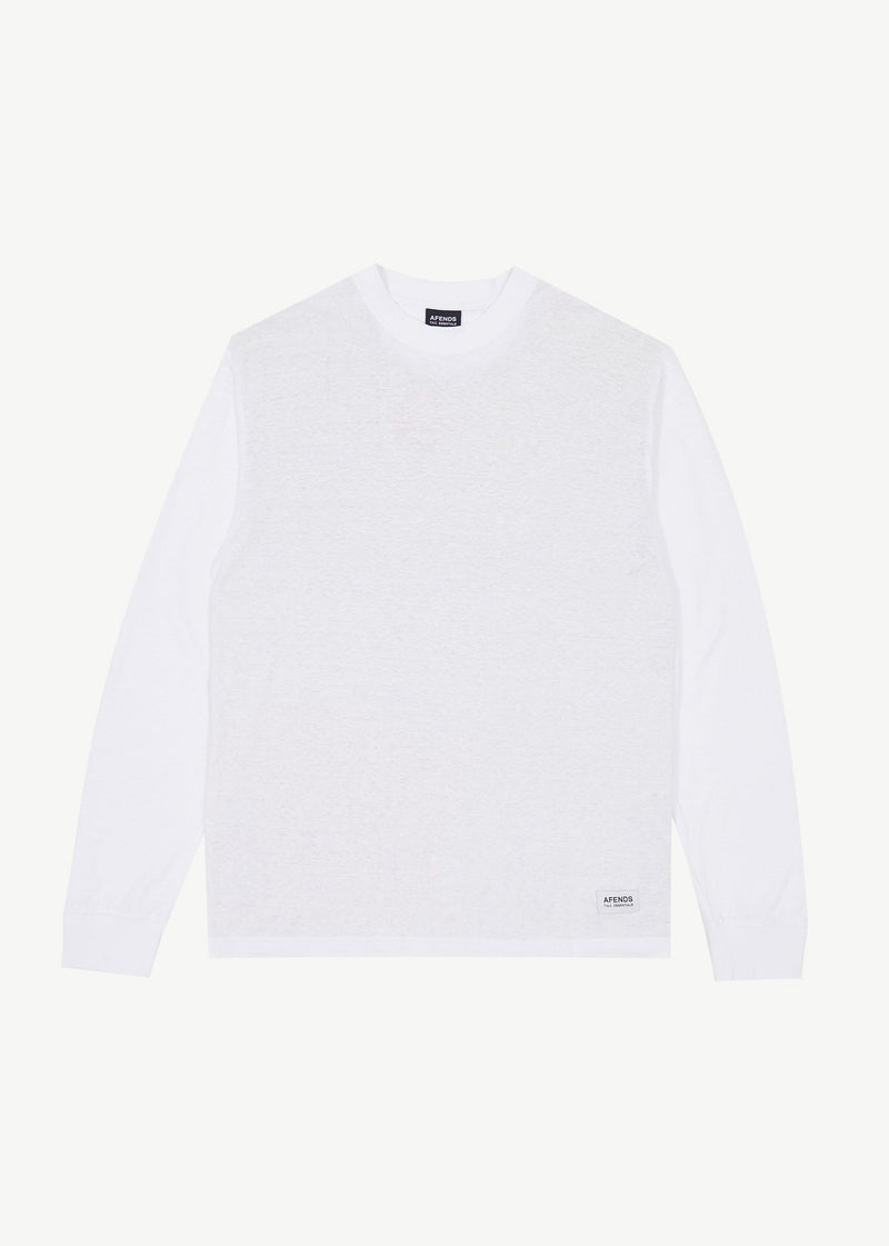 AFENDS Mens Essential - Hemp Long Sleeve T-Shirt - White