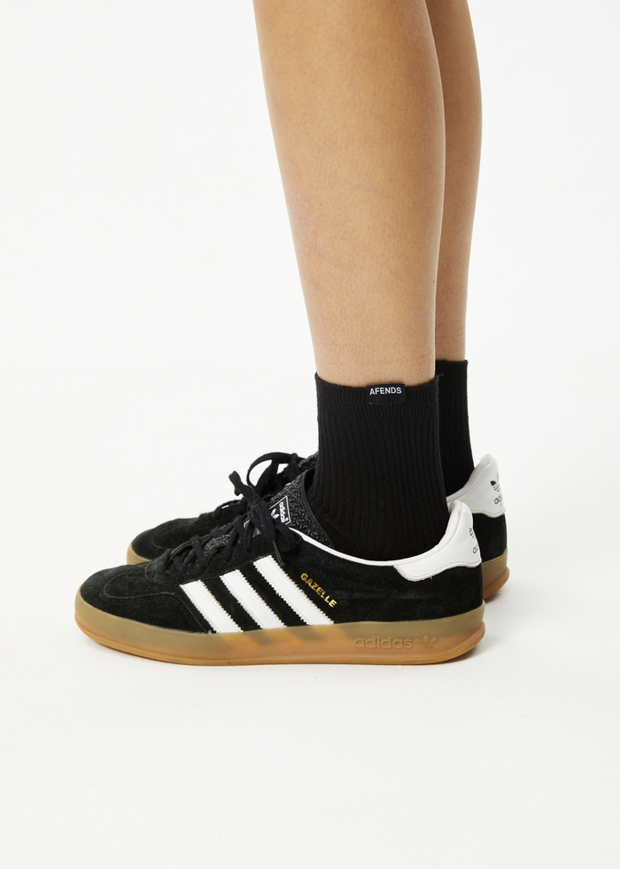 Afends Unisex The Essential - Hemp Ribbed Crew Socks - Black - Sustainable Clothing - Streetwear