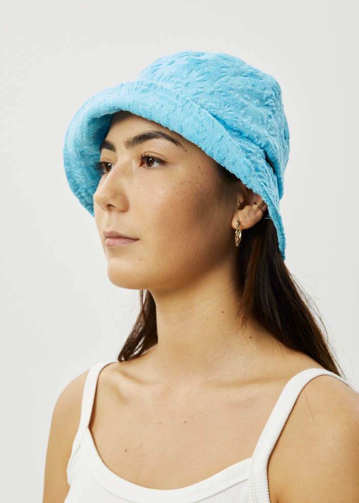 Afends Unisex Moon - Hemp Terry Bucket Hat - Blue Daisy - Sustainable Clothing - Streetwear