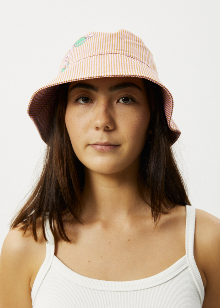 Afends Unisex Night Shade - Bucket Hat - Mustard Stripe - Sustainable Clothing - Streetwear