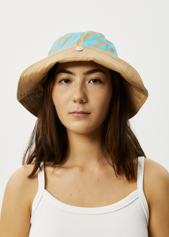 Afends Unisex Adi - Hemp Wide Brim Bucket Hat - Blue Stripe - Sustainable Clothing - Streetwear
