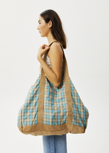 Afends Unisex Millie - Hemp Oversized Tote Bag - Tan Check - Afends unisex millie   hemp oversized tote bag   tan check   sustainable clothing   streetwear