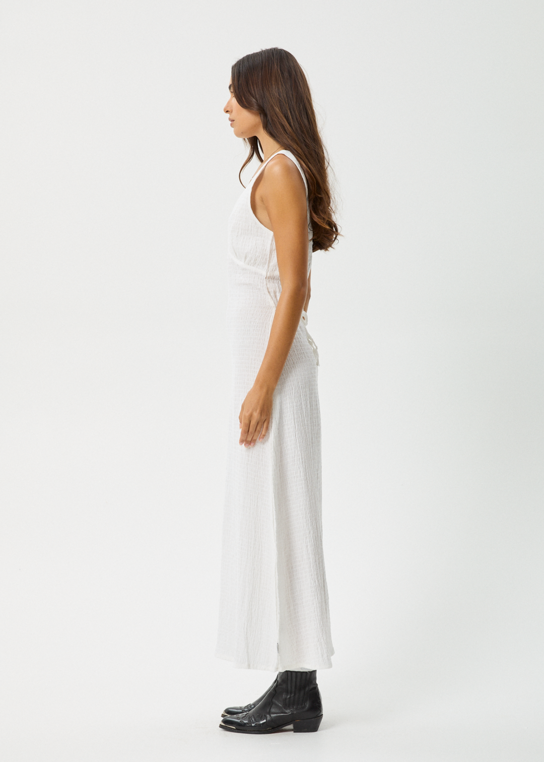 AFENDS Womens Focus - Seersucker Maxi Dress - White - Sustainable Clothing - Streetwear