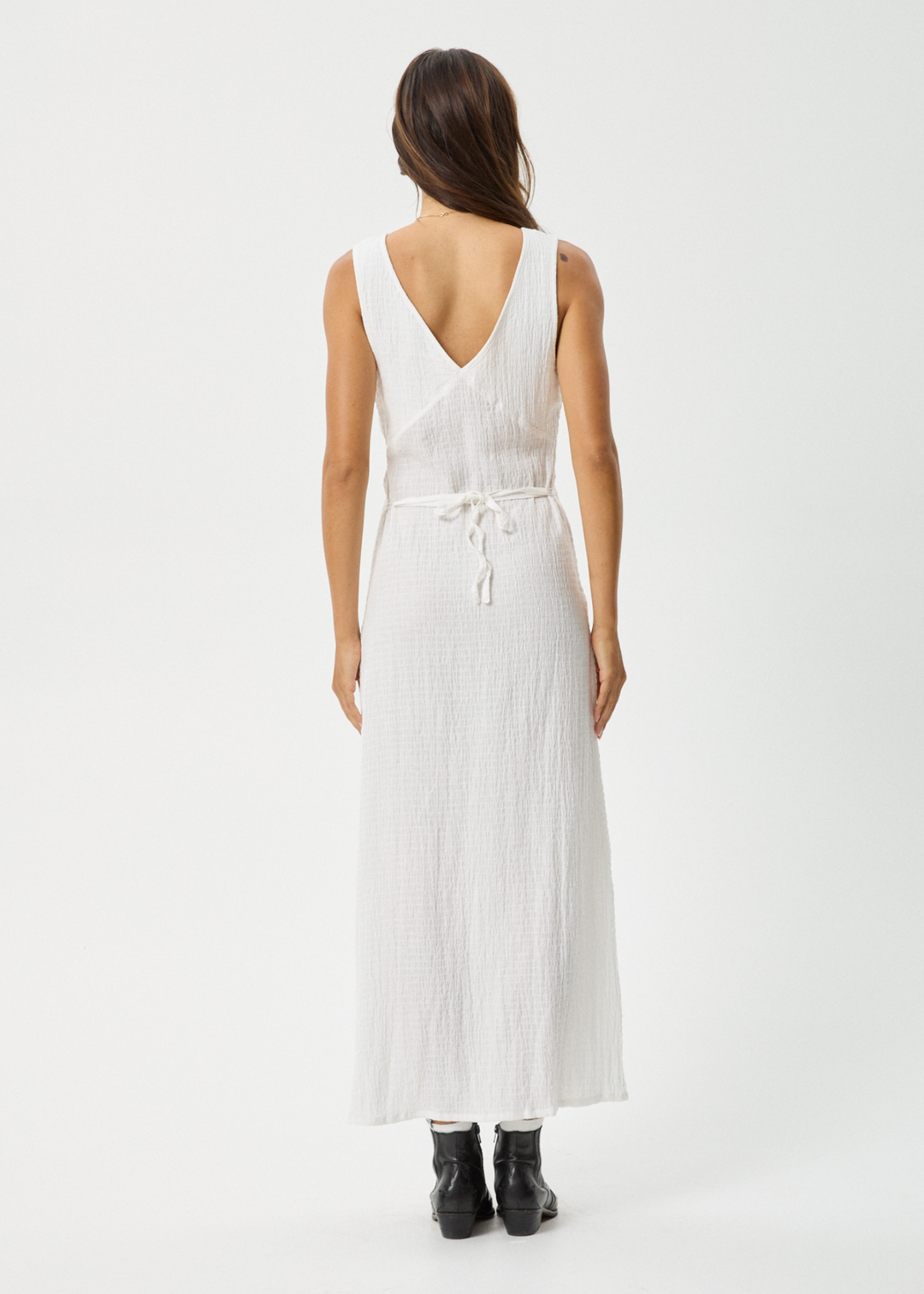 AFENDS Womens Focus - Seersucker Maxi Dress - White - Sustainable Clothing - Streetwear