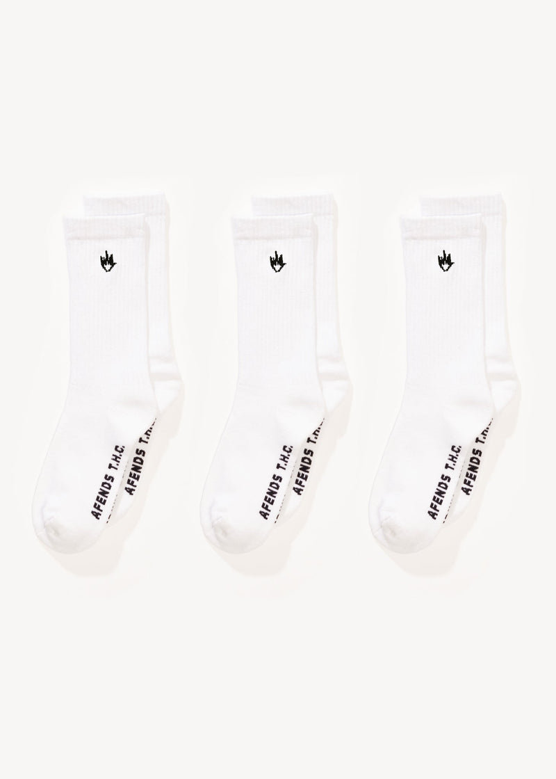 AFENDS Mens Flame - Socks Three Pack - White