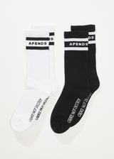 AFENDS Mens Create Not Destroy - Socks Two Pack - Black / White - Afends mens create not destroy   socks two pack   black / white   sustainable clothing   streetwear