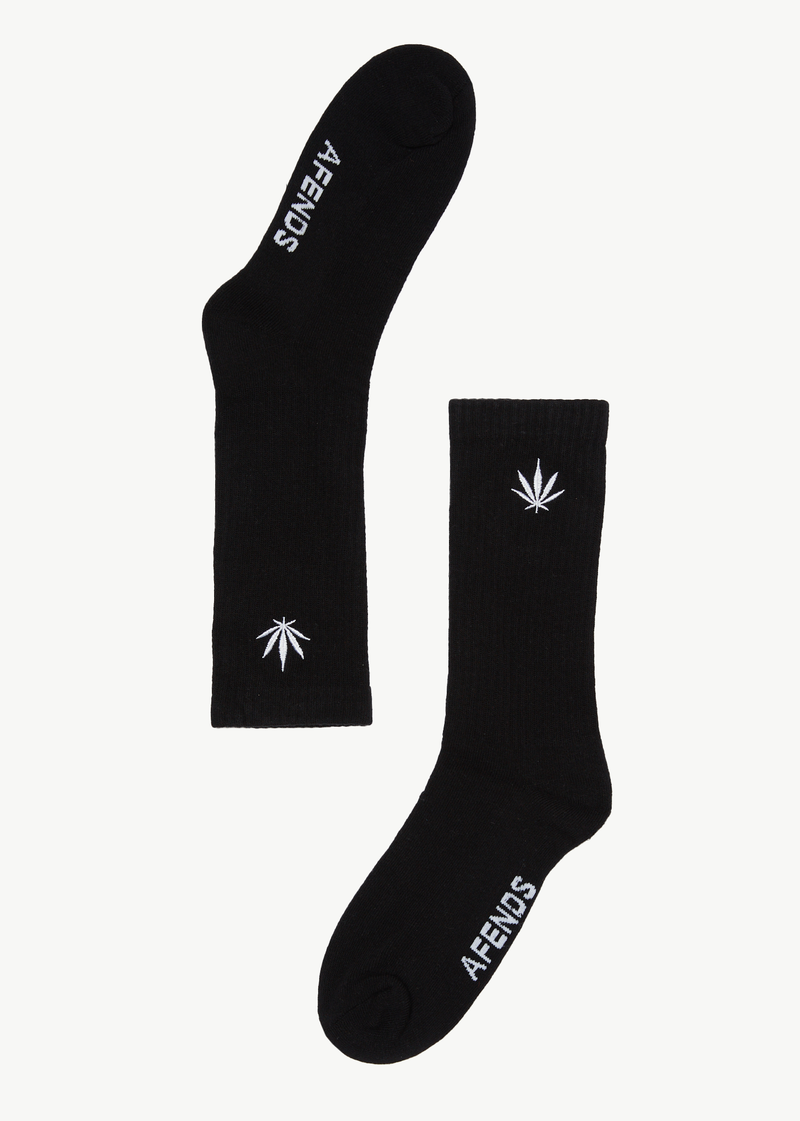 AFENDS Mens Happy - Crew Socks - Black