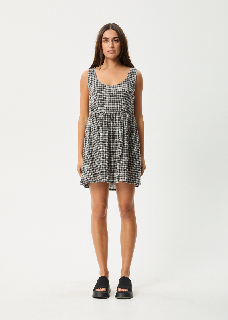 AFENDS Womens Asta Jesse - Seersucker Mini Dress - Steel Check