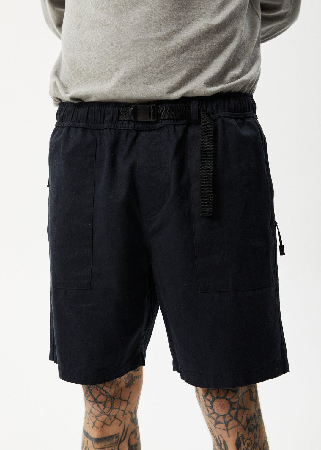 Afends Mens Cabal - Hemp Elastic Waist Shorts - Black - Sustainable Clothing - Streetwear