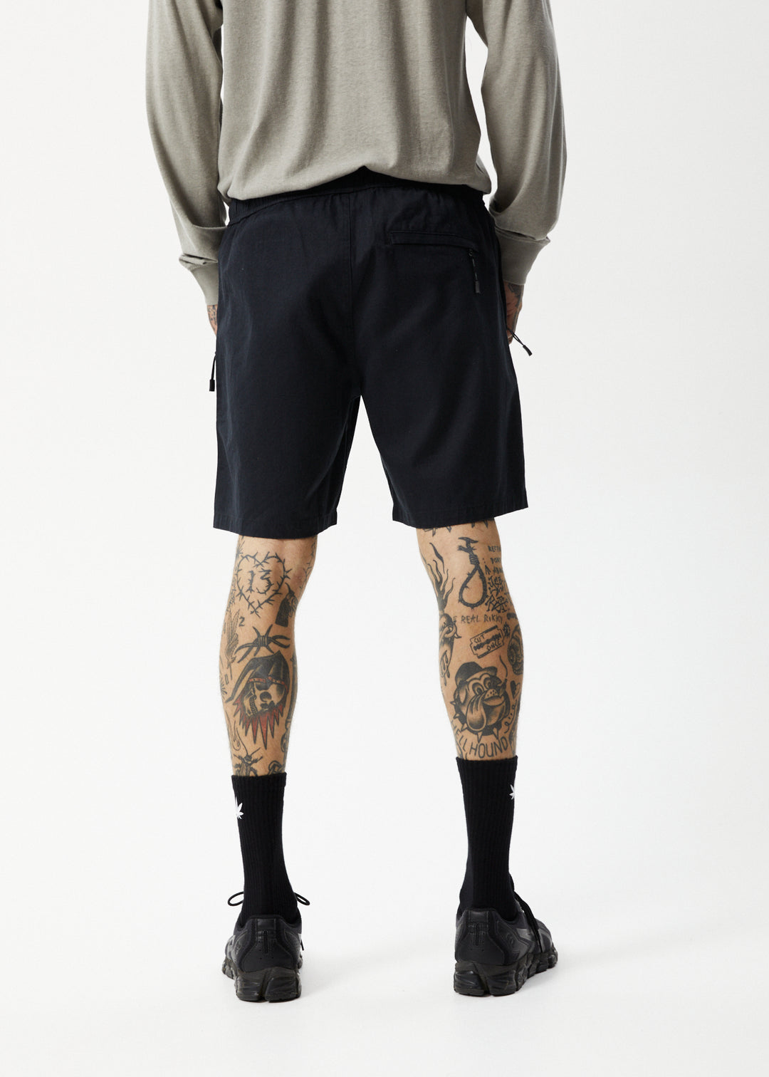 Afends Mens Cabal - Hemp Elastic Waist Shorts - Black - Sustainable Clothing - Streetwear