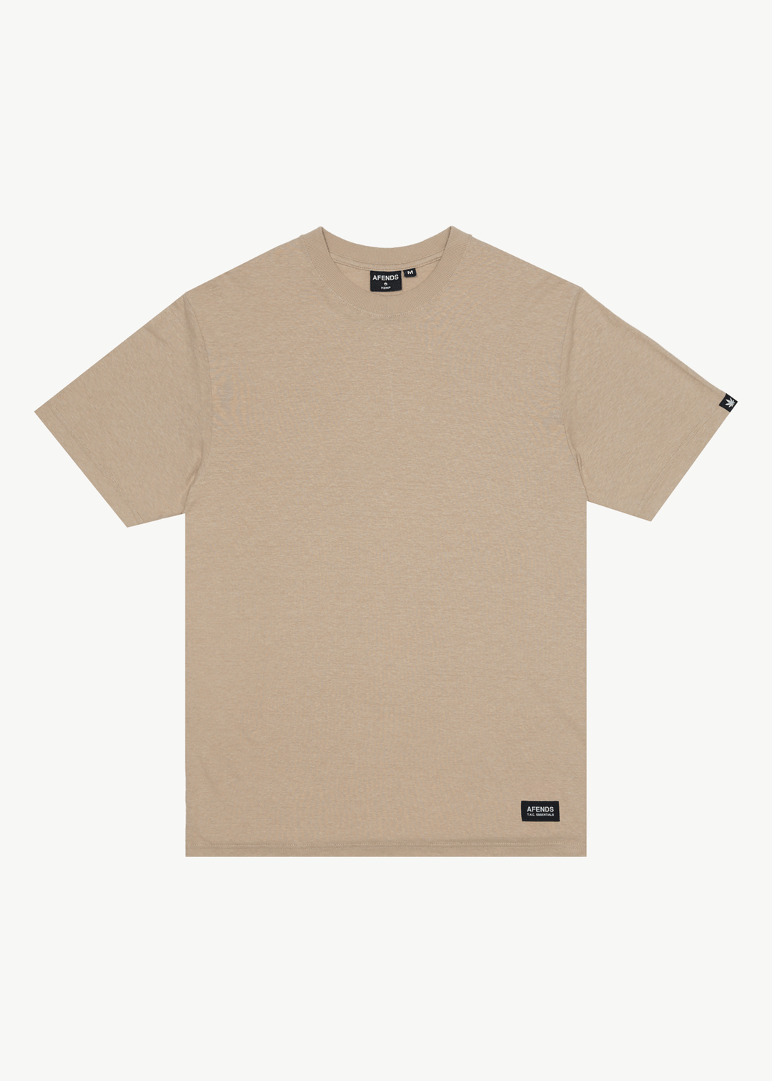 AFENDS Mens Classic - Hemp Retro T-Shirt - Taupe - Sustainable Clothing - Streetwear