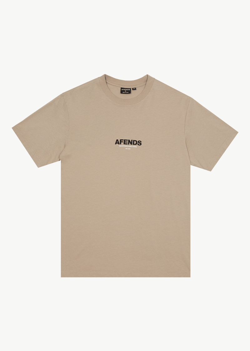 AFENDS Mens Vinyl - Recycled Retro T-Shirt - Taupe