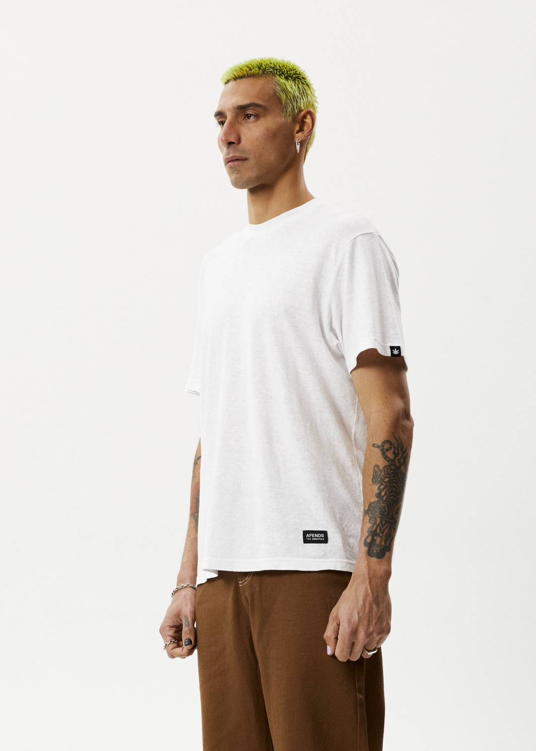 AFENDS Mens Classic - Hemp Retro T-Shirt - White - Sustainable Clothing - Streetwear