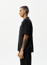 AFENDS Mens Daily - Hemp Cuban Short Sleeve Shirt - Black - Afends mens daily   hemp cuban short sleeve shirt   black   sustainable clothing   streetwear