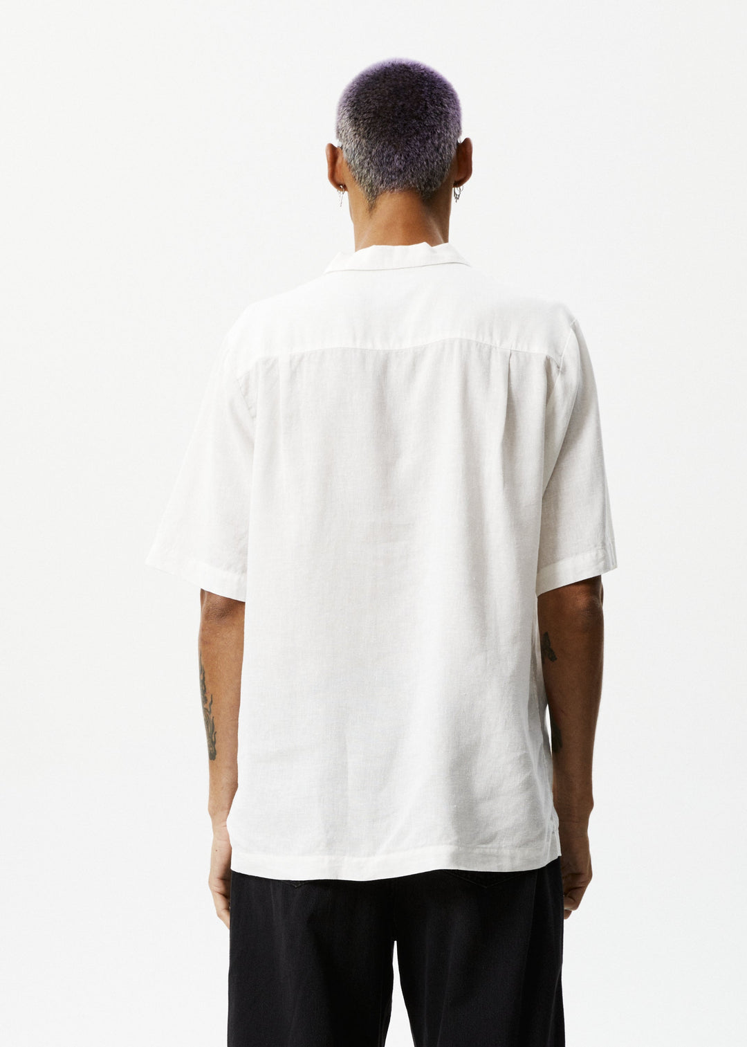 AFENDS Mens Daily - Hemp Cuban Short Sleeve Shirt - White - Sustainable Clothing - Streetwear