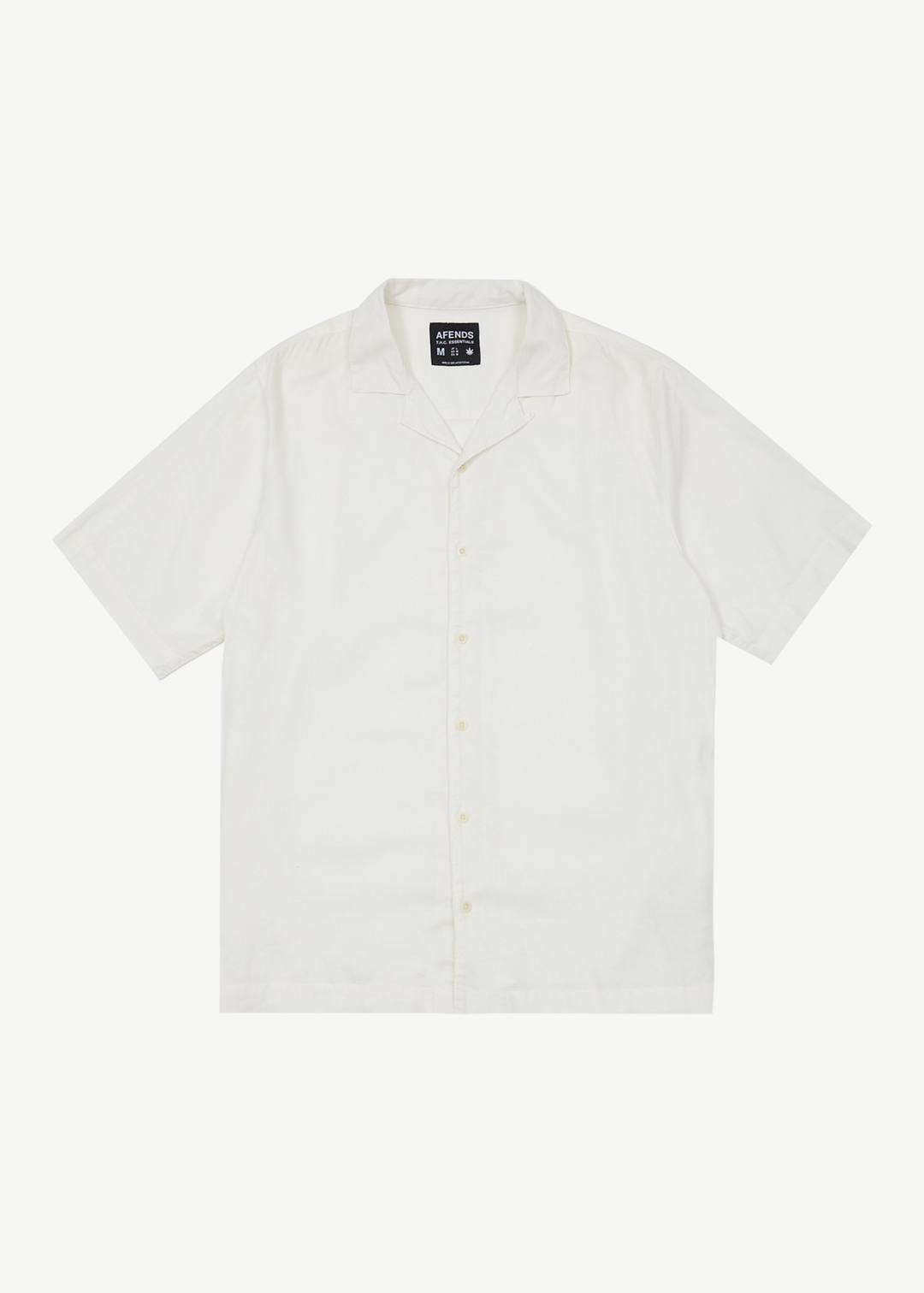 AFENDS Mens Daily - Hemp Cuban Short Sleeve Shirt - White - Sustainable Clothing - Streetwear