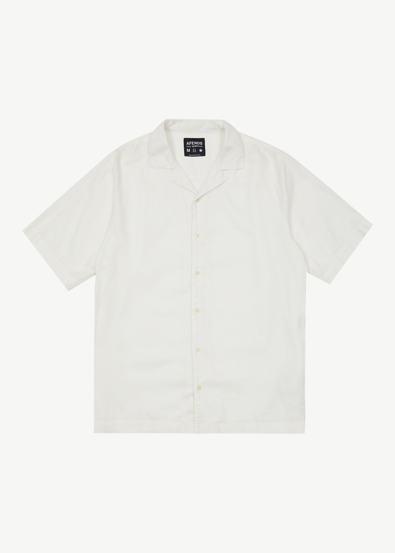 AFENDS Mens Daily - Hemp Cuban Short Sleeve Shirt - White