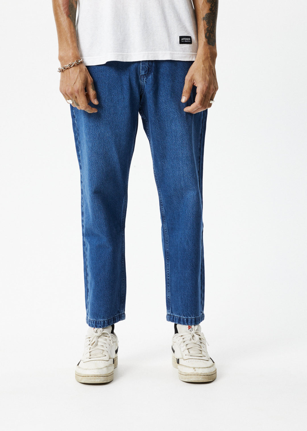 AFENDS Mens Ninety Twos - Denim Relaxed Jeans - Authentic Blue - Sustainable Clothing - Streetwear