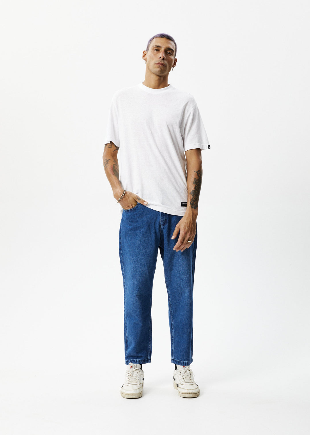 AFENDS Mens Ninety Twos - Denim Relaxed Jeans - Authentic Blue - Sustainable Clothing - Streetwear