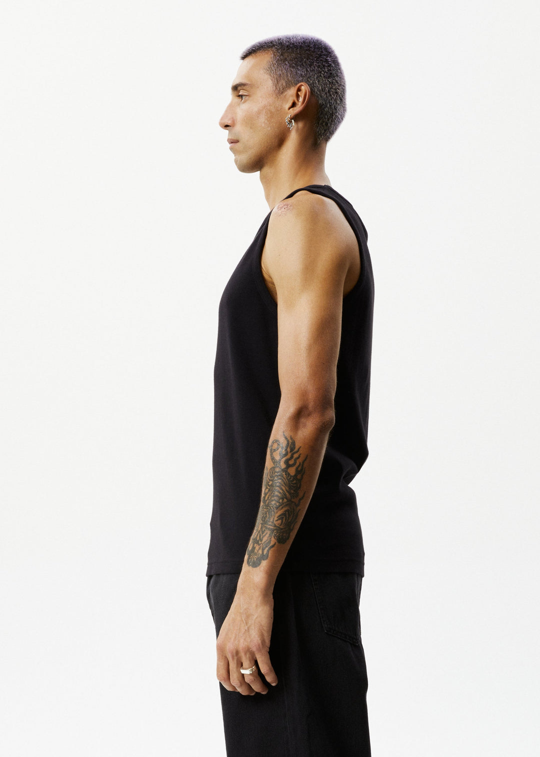 AFENDS Mens Paramount - Recycled Rib Singlet - Black - Sustainable Clothing - Streetwear