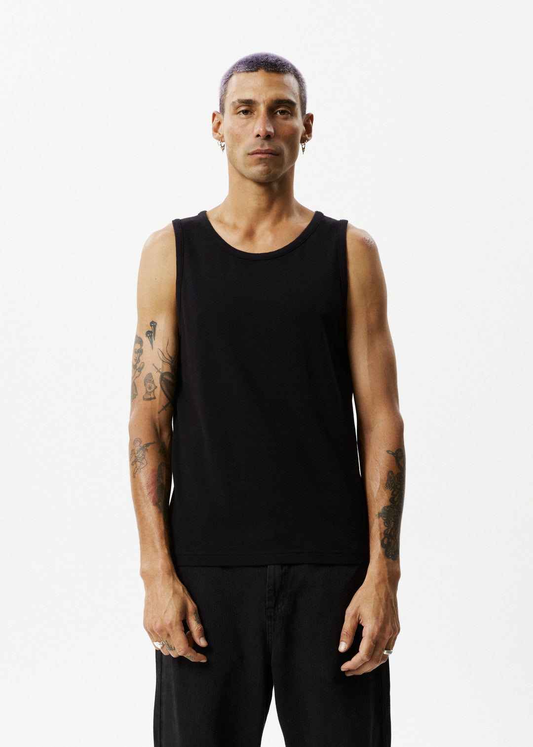 AFENDS Mens Paramount - Recycled Rib Singlet - Black - Sustainable Clothing - Streetwear