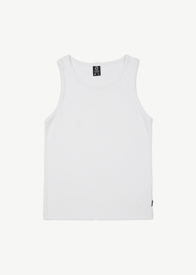 AFENDS Mens Paramount - Recycled Rib Singlet - White