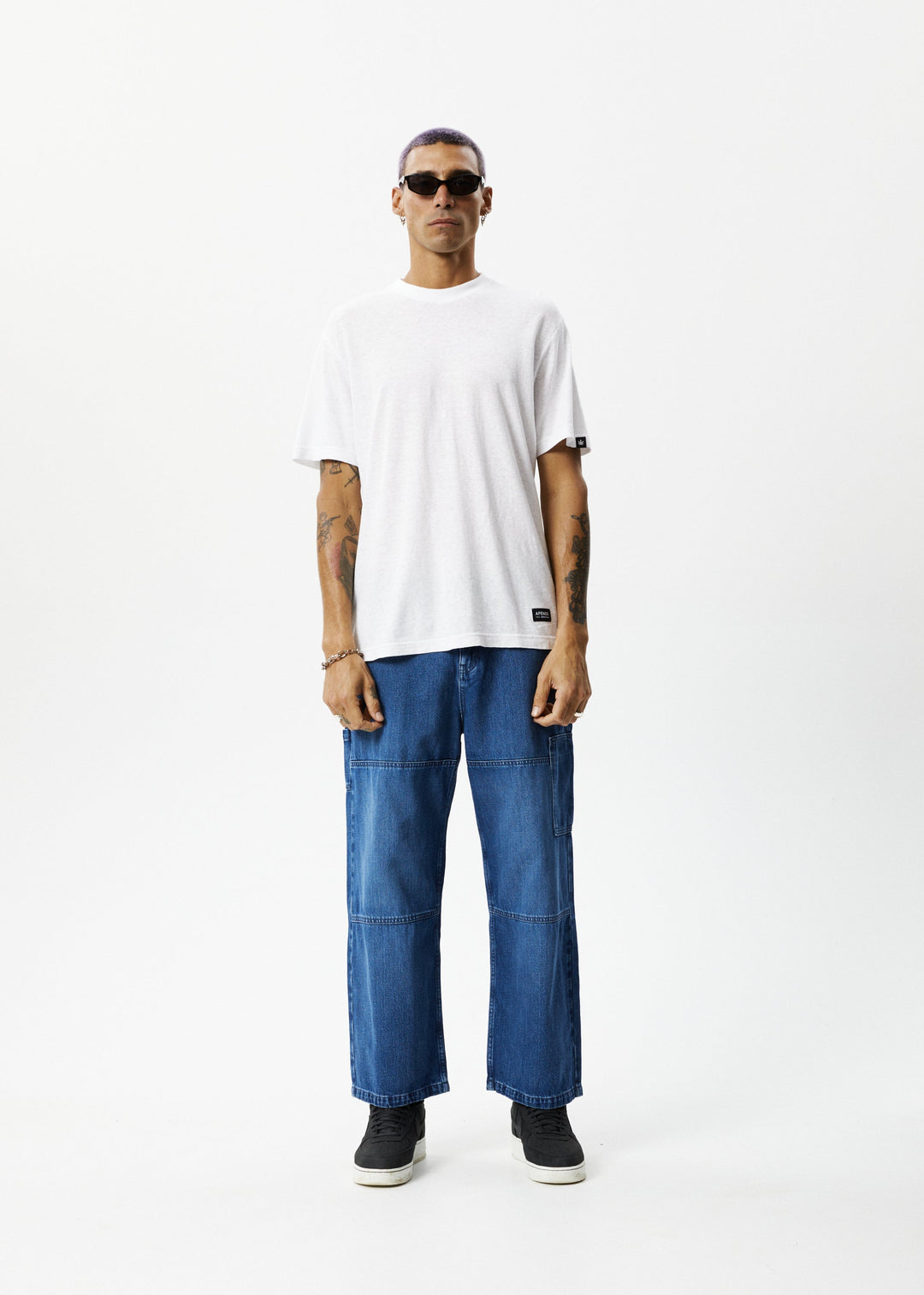 AFENDS Mens Richmond - Denim Baggy Carpenter Jeans - Authentic Blue - Sustainable Clothing - Streetwear