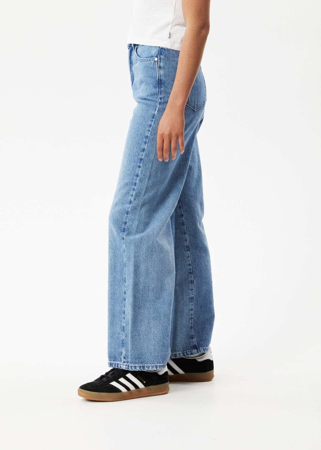 AFENDS Womens Gigi - Hemp Denim Flared Jeans - Worn Blue - Sustainable Clothing - Streetwear