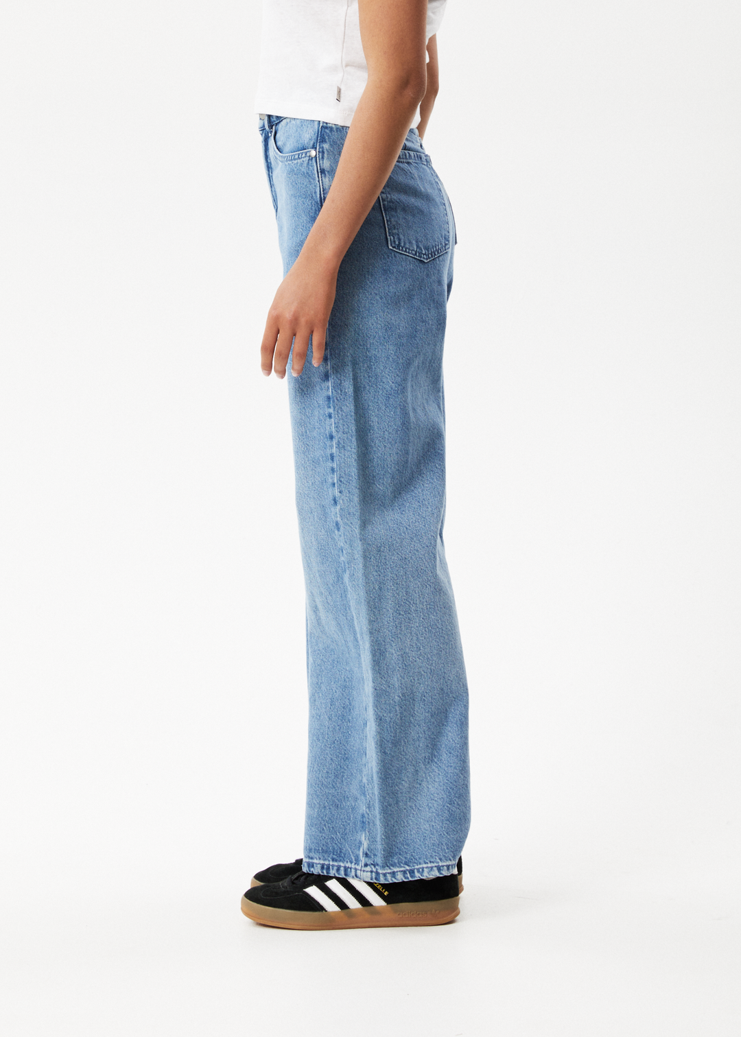 AFENDS Womens Gigi - Hemp Denim Flared Jeans - Worn Blue - Sustainable Clothing - Streetwear