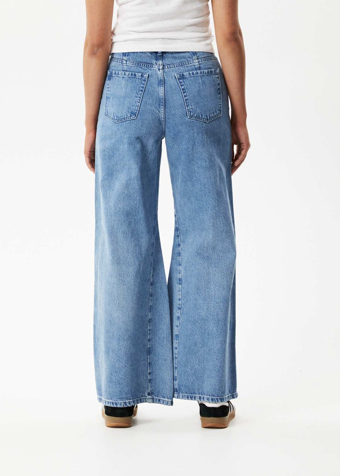 AFENDS Womens Gigi - Hemp Denim Flared Jeans - Worn Blue - Sustainable Clothing - Streetwear