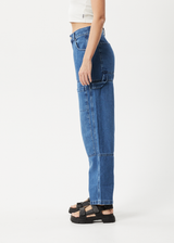 Afends Womens Moss - Hemp Denim Carpenter Jeans - Authentic Blue - Afends womens moss   hemp denim carpenter jeans   authentic blue   sustainable clothing   streetwear