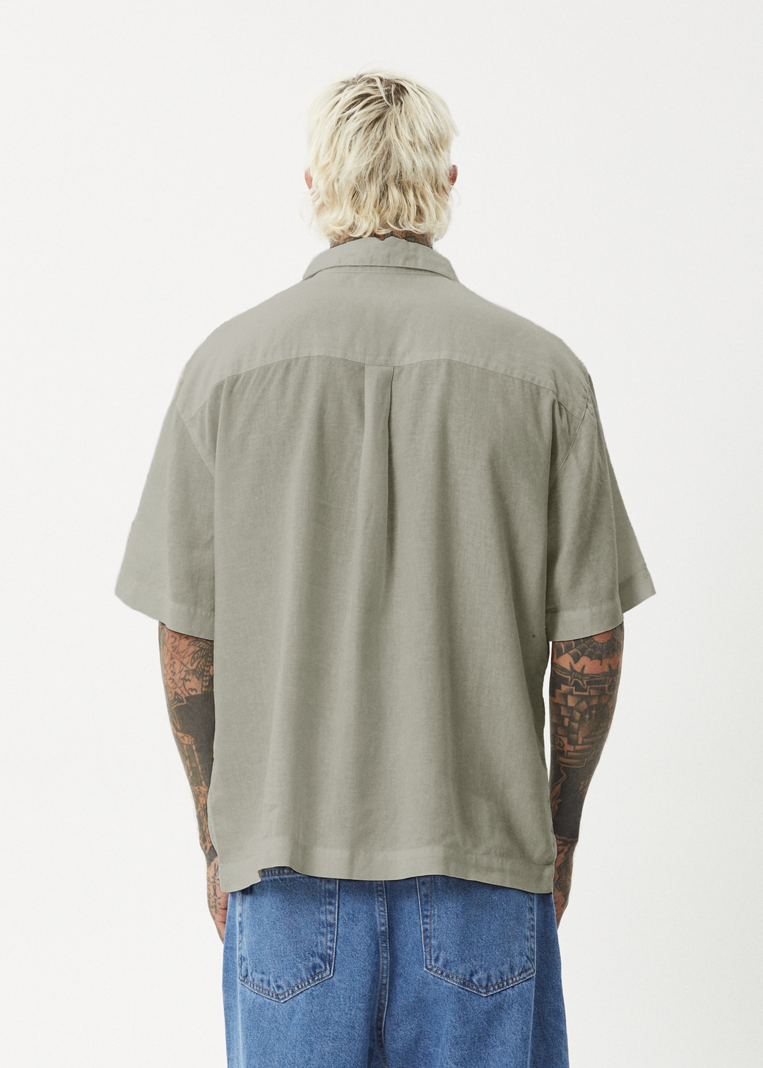 AFENDS Mens Everyday - Short Sleeve Shirt - Olive - Sustainable Clothing - Streetwear