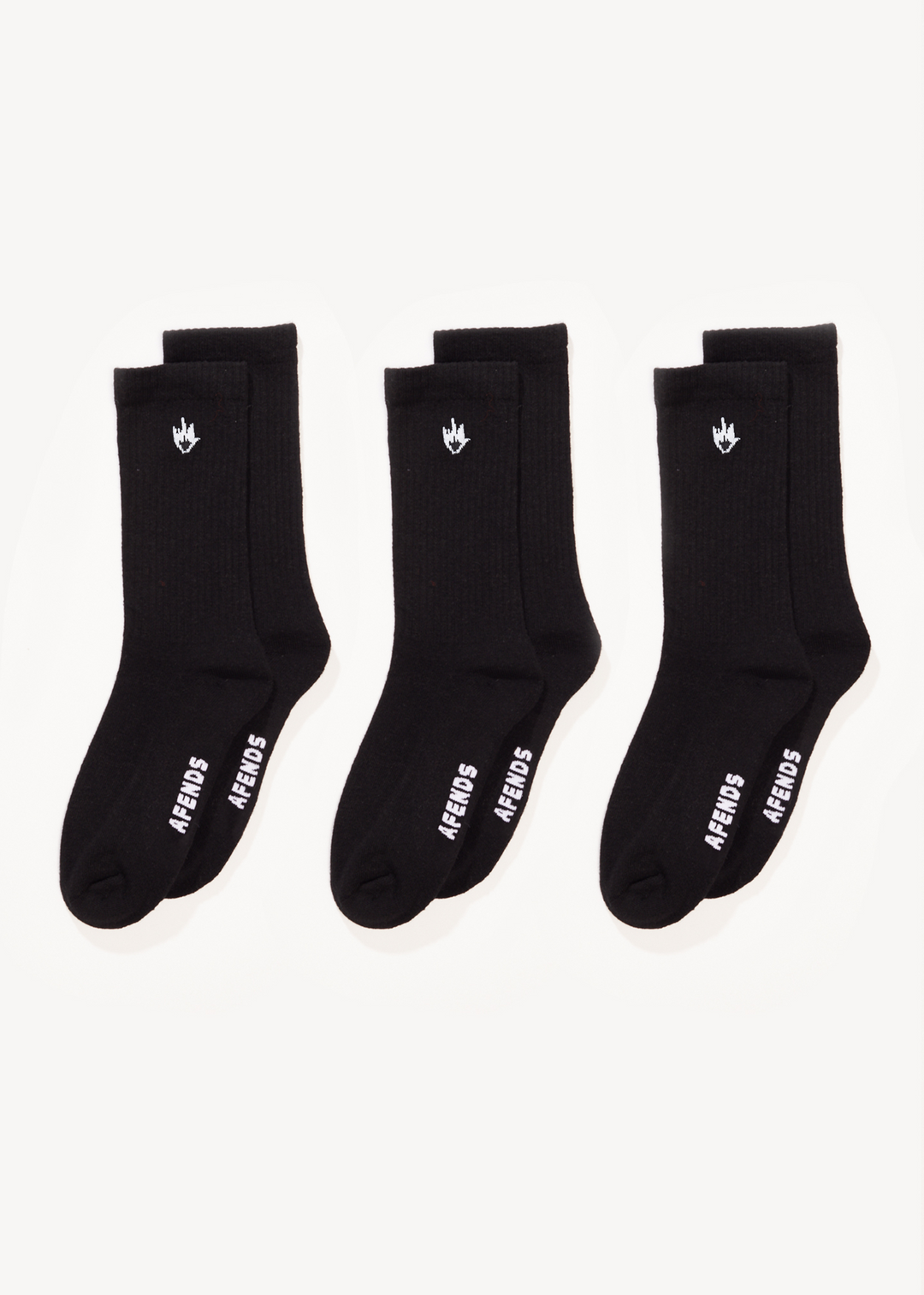 AFENDS Mens Flame - Socks Three Pack - Black - Sustainable Clothing - Streetwear