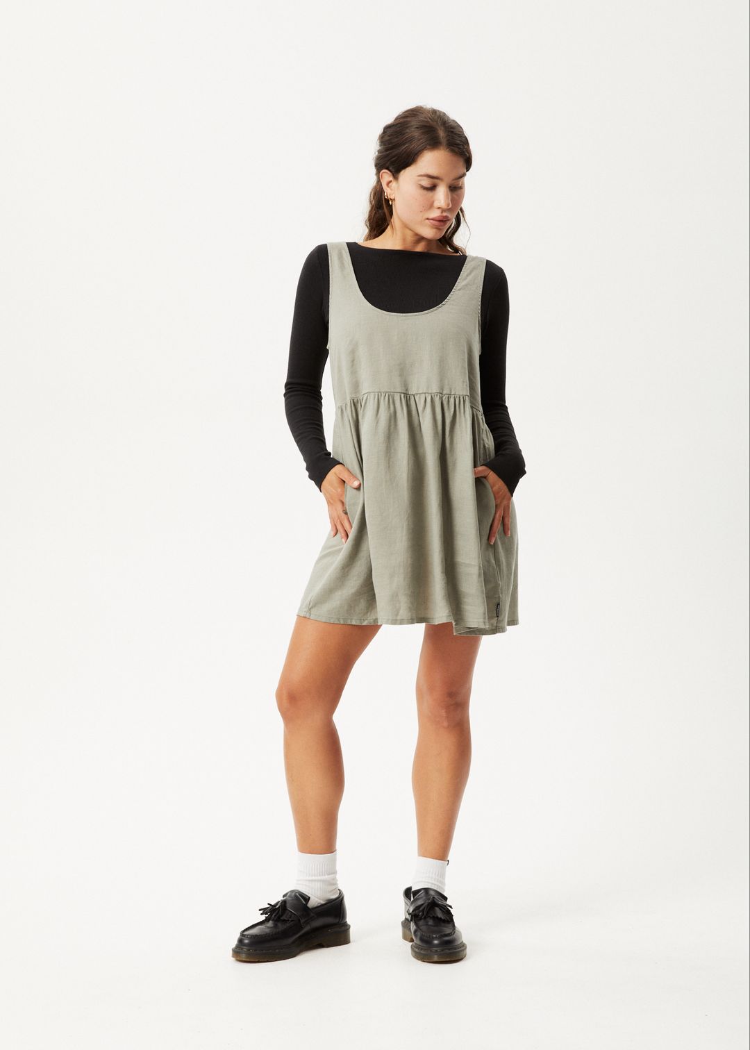 AFENDS Womens Jesse - Mini Dress - Olive - Sustainable Clothing - Streetwear