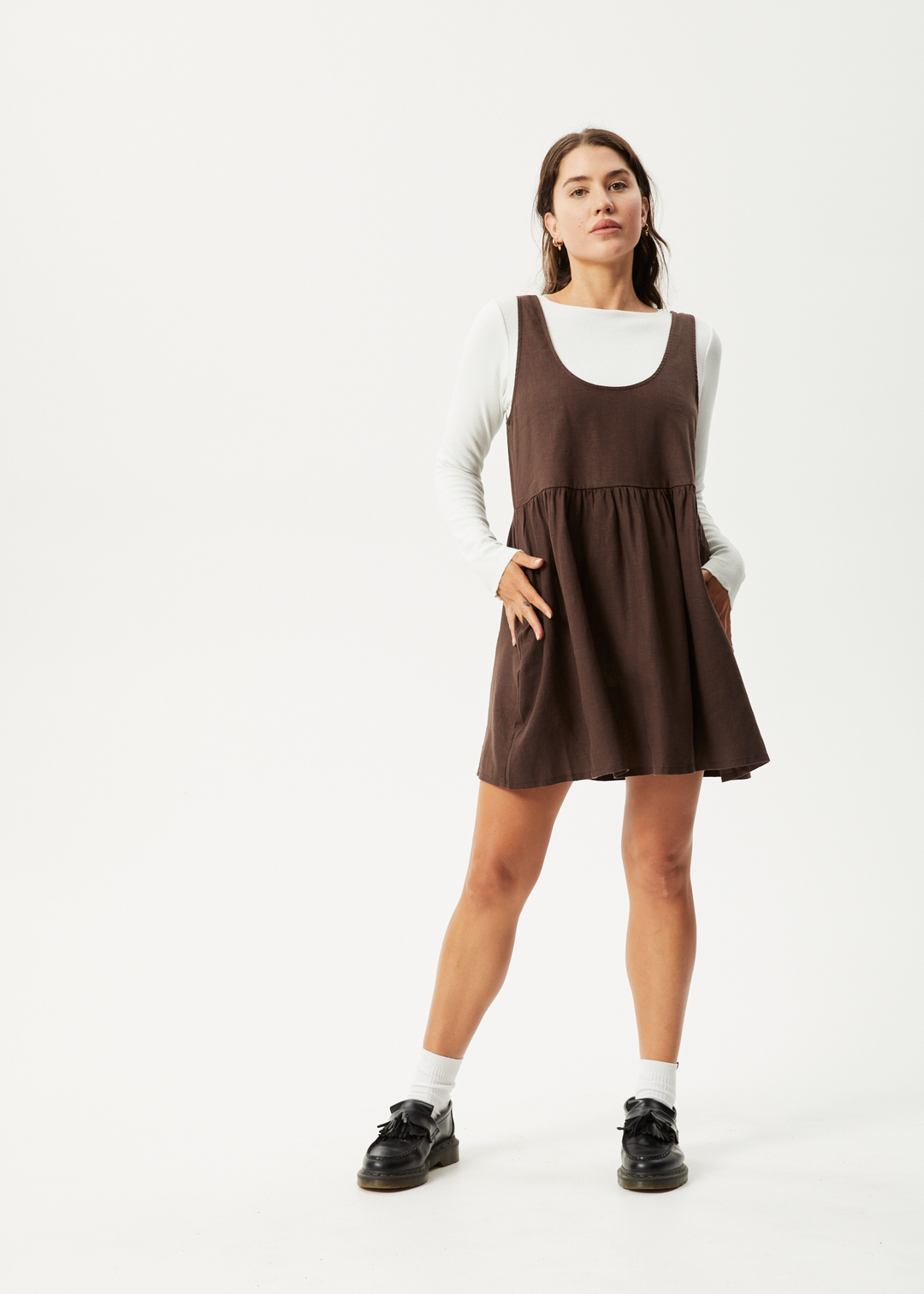 AFENDS Womens Jesse - Mini Dress - Coffee - Sustainable Clothing - Streetwear