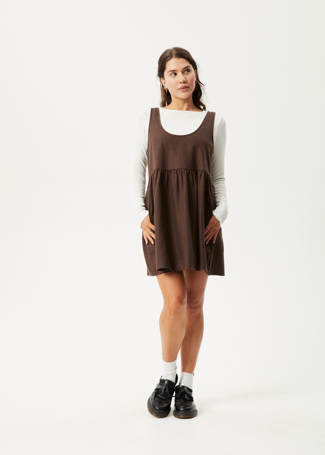 AFENDS Womens Jesse - Mini Dress - Coffee - Sustainable Clothing - Streetwear