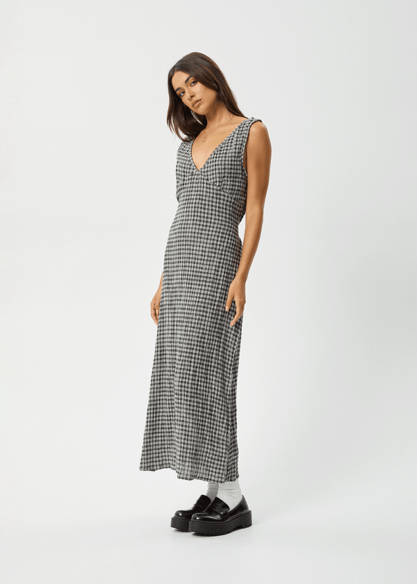 AFENDS Womens Asta - Seersucker Maxi Dress - Steel Check