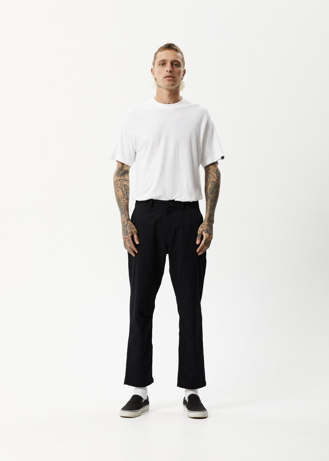 AFENDS Mens Ninety Twos - Recycled Chino Pant - Black - Sustainable Clothing - Streetwear