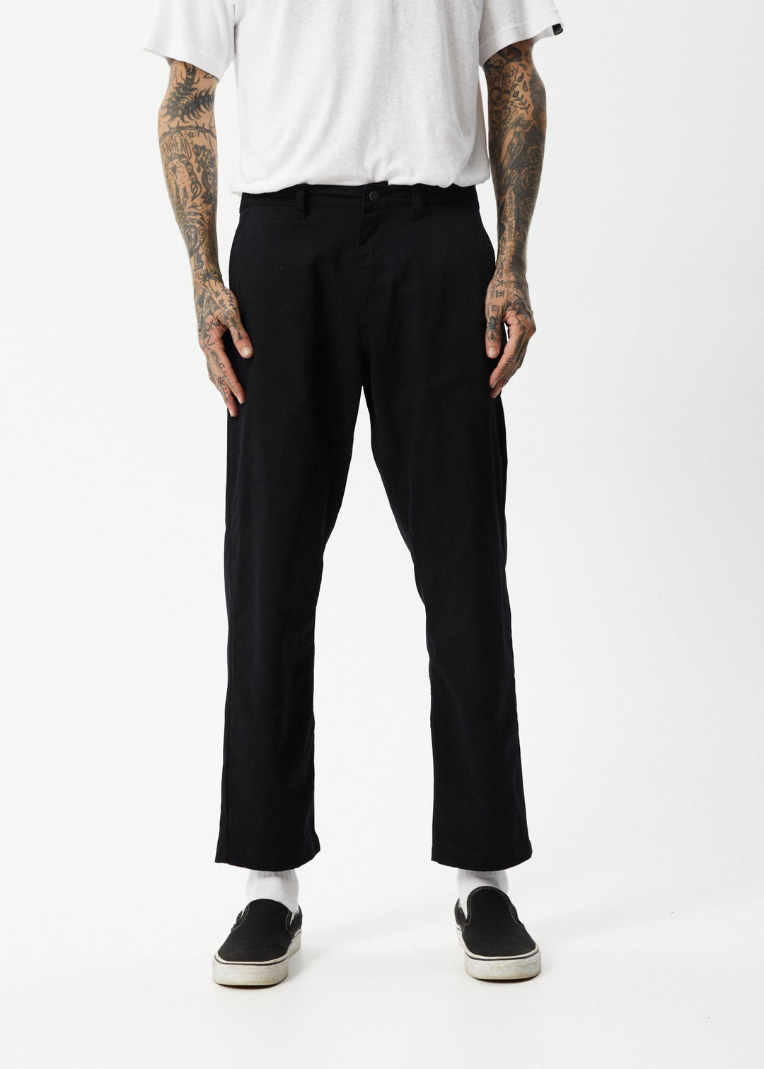 AFENDS Mens Ninety Twos - Recycled Chino Pant - Black - Sustainable Clothing - Streetwear