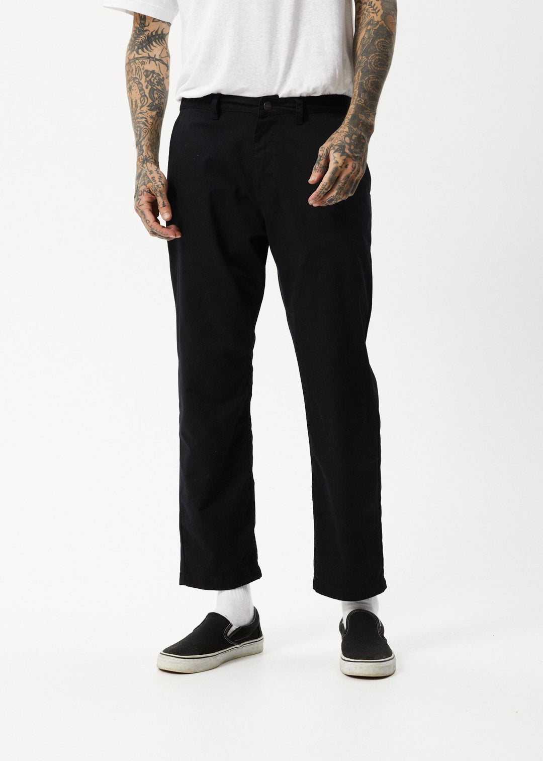 AFENDS Mens Ninety Twos - Recycled Chino Pant - Black - Sustainable Clothing - Streetwear