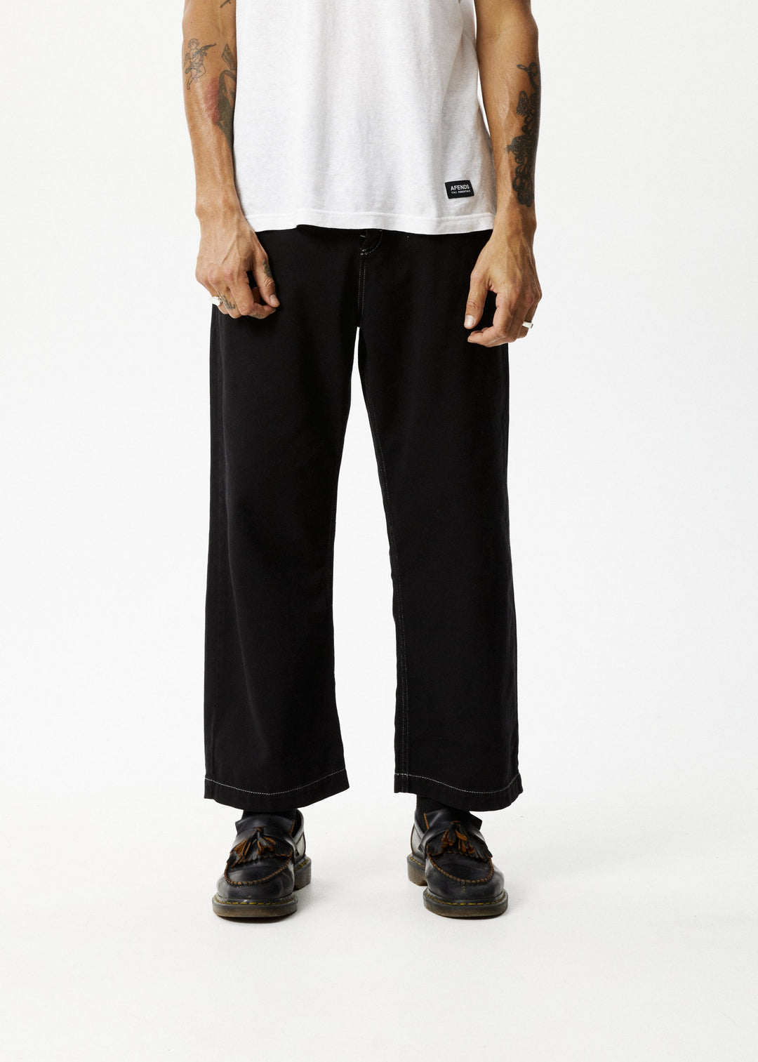 AFENDS Mens Pablo - Baggy Pants - Black - Sustainable Clothing - Streetwear