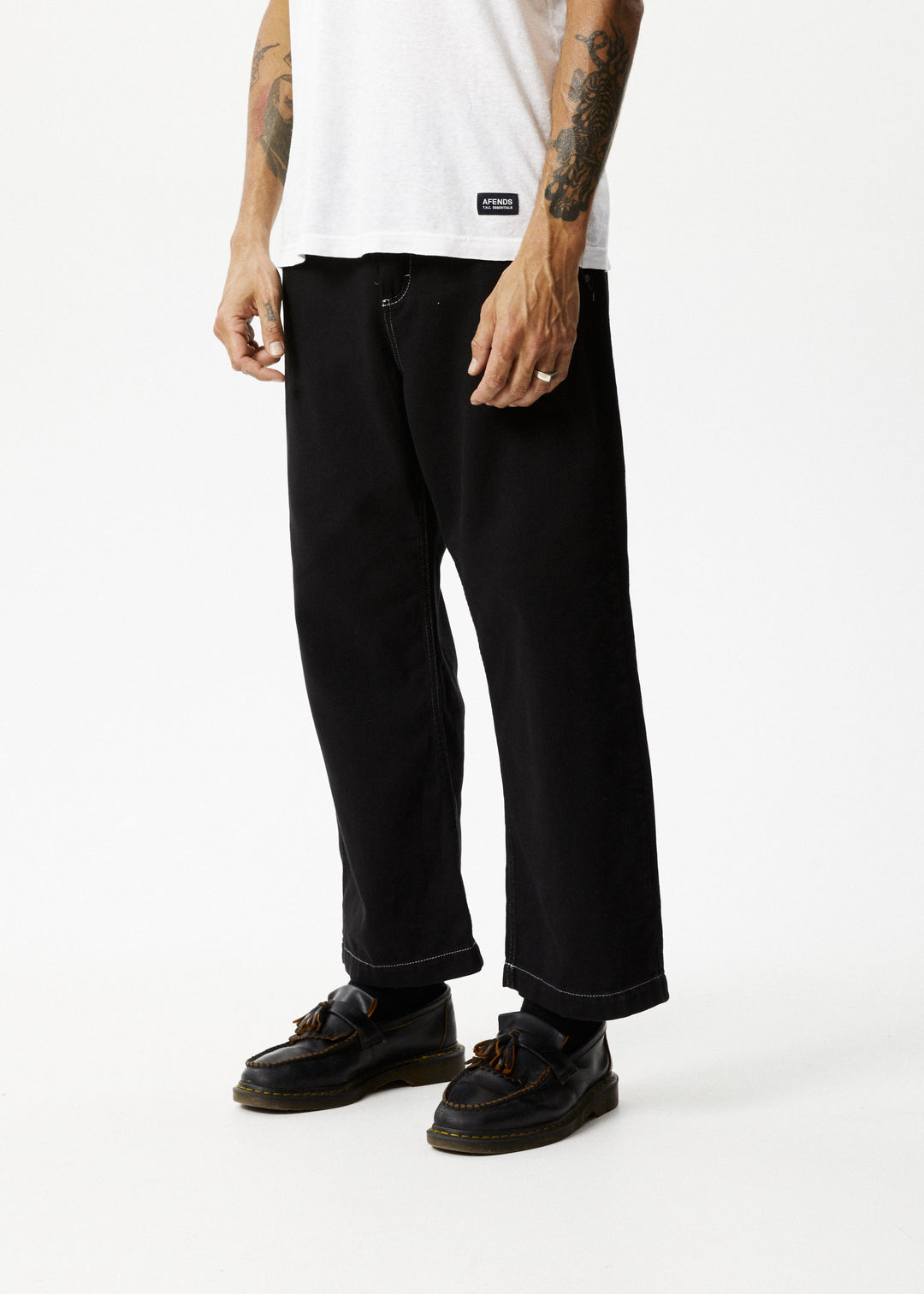 AFENDS Mens Pablo - Baggy Pants - Black - Sustainable Clothing - Streetwear