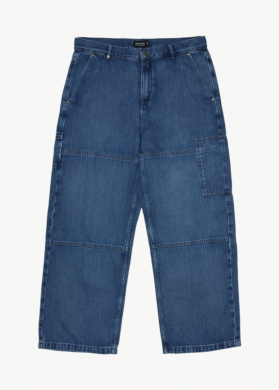 AFENDS Mens Richmond - Denim Baggy Carpenter Jeans - Authentic Blue - Sustainable Clothing - Streetwear