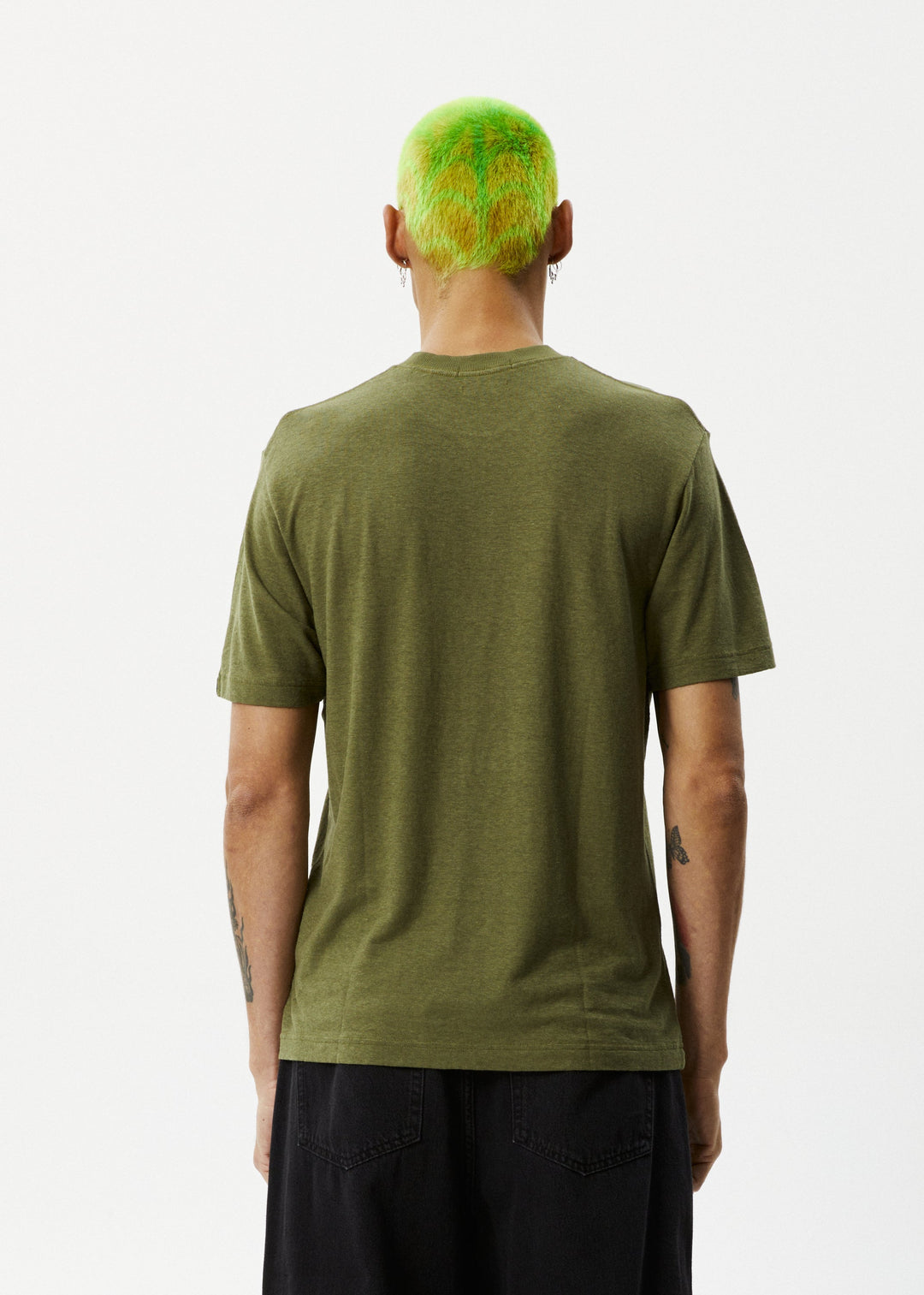 AFENDS Mens Classic - Hemp Retro T-Shirt - Military - Sustainable Clothing - Streetwear