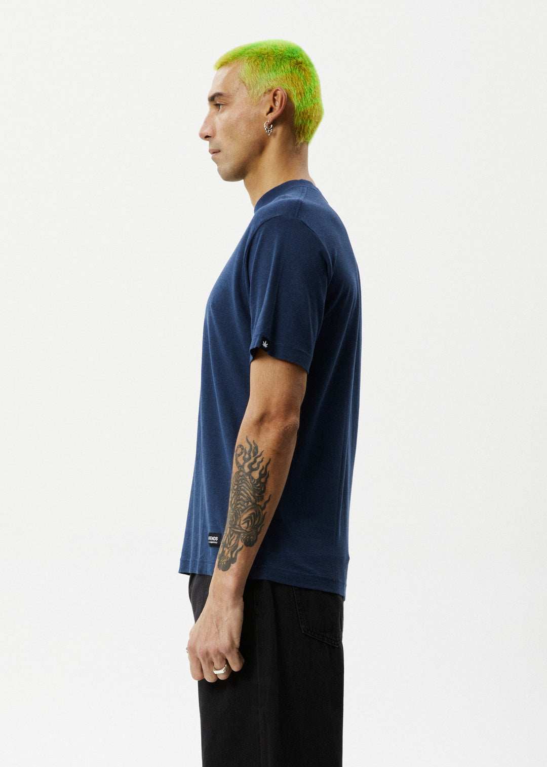 AFENDS Mens Classic - Hemp Retro T-Shirt - Navy - Sustainable Clothing - Streetwear