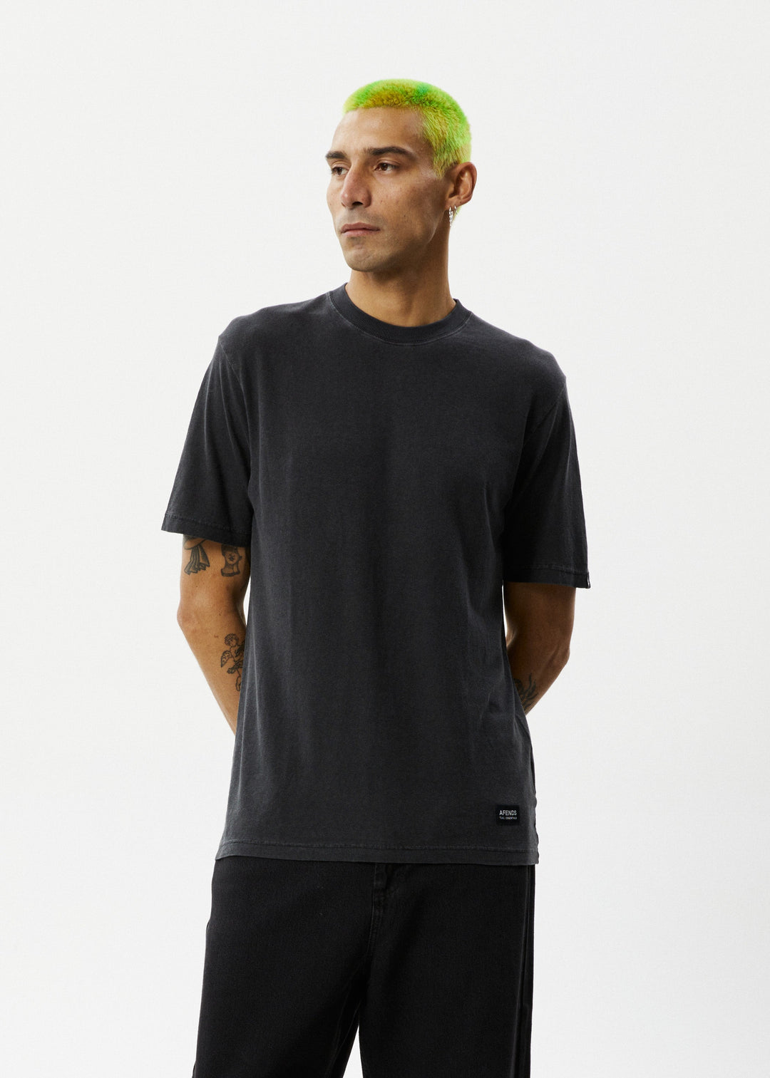 AFENDS Mens Classic - Hemp Retro T-Shirt - Stone Black - Sustainable Clothing - Streetwear